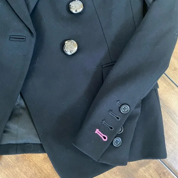 Pink Tartan Size 4 Black Lined Blazer - Picture 3 of 8